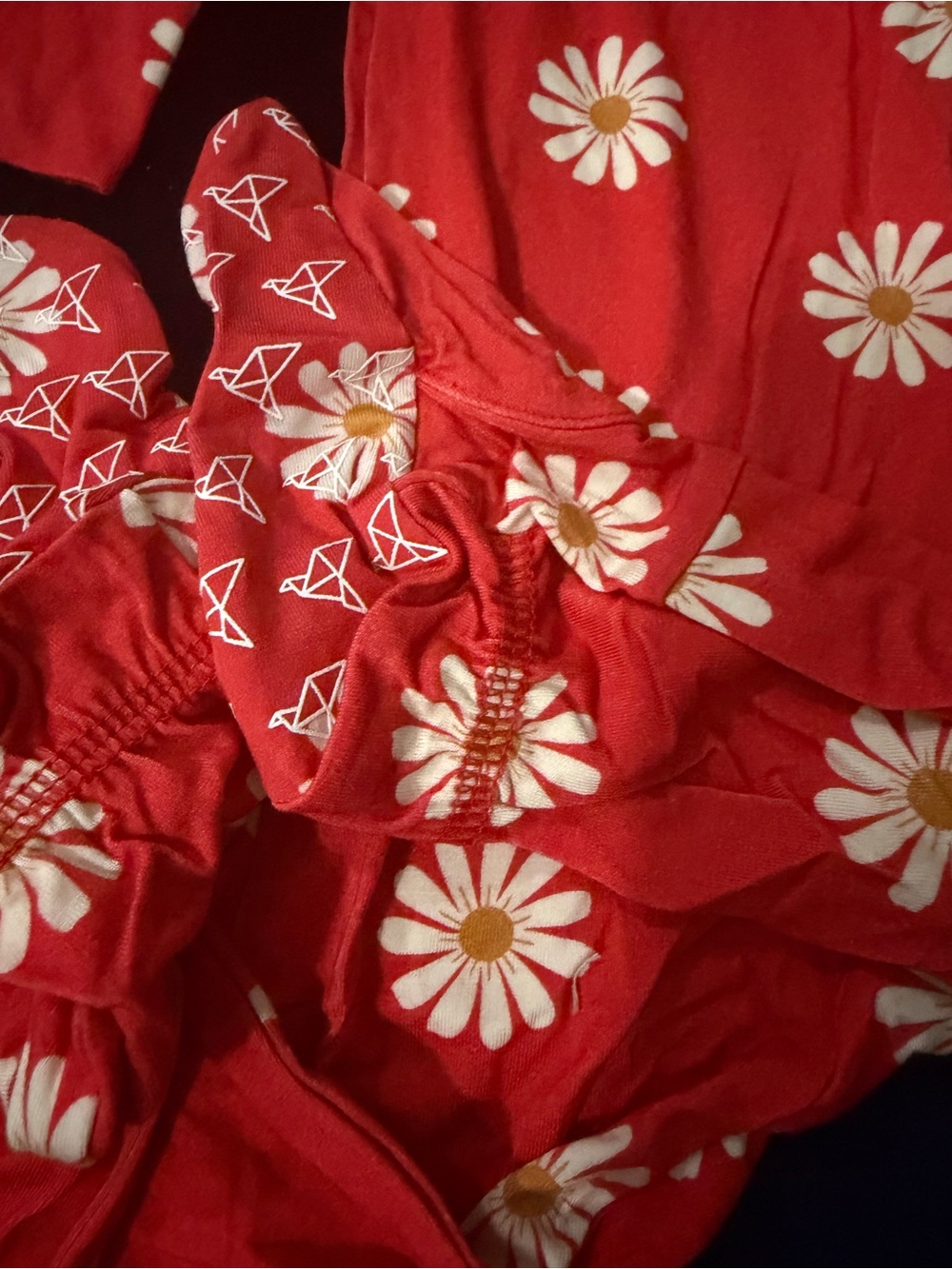 Copper Pearl Jessa Bamboo Zip Up Footie 12-18 Months Red Daisy Print - Picture 7 of 8